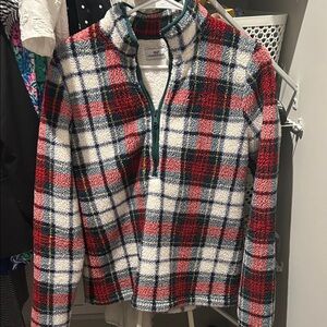 Vineyard Vines Red and Blue Plaid Fleece Pullover